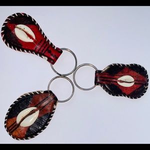 🔑🔑🔑Set of 3 key rings - 100% leather, Handmade